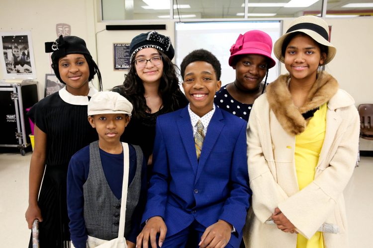 Students at Cowherd Middle School rehearse for their February 24 performance with Ms. Collette Taylor, drama teacher