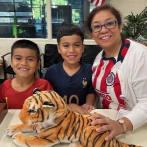 Principal with Students